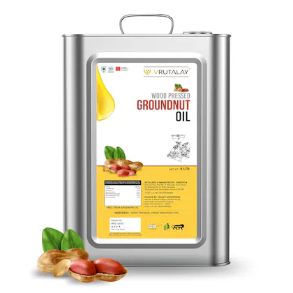 Vrutalay Groundnut Oil 5 Ltr Tin | Wood Press Groundnut Oil